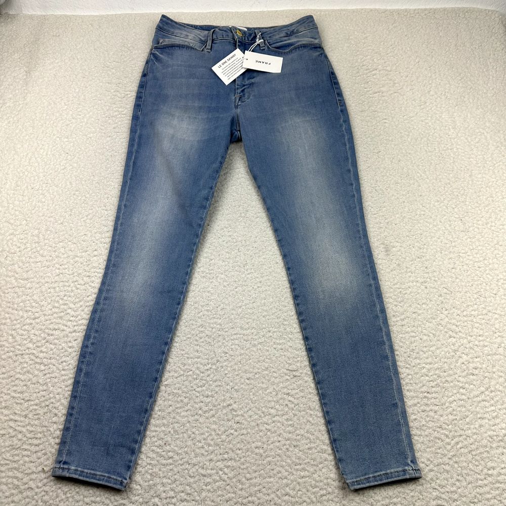 NWT Frame Le One Skinny Jeans Women's 2 Blue Mid Rise Stretch Denim 5 Pockets